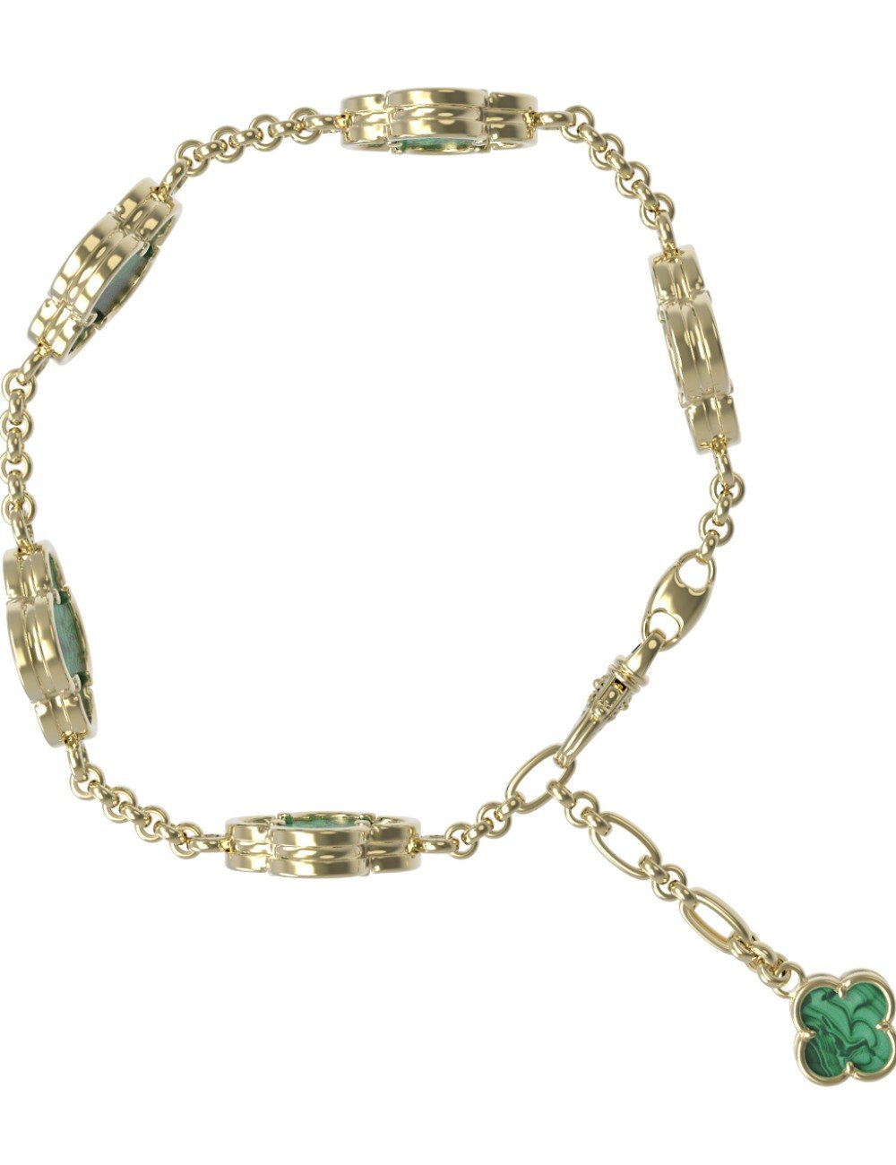 Браслет из лимонного золота c малахитом