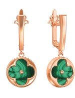 Серьги из золота c малахитом