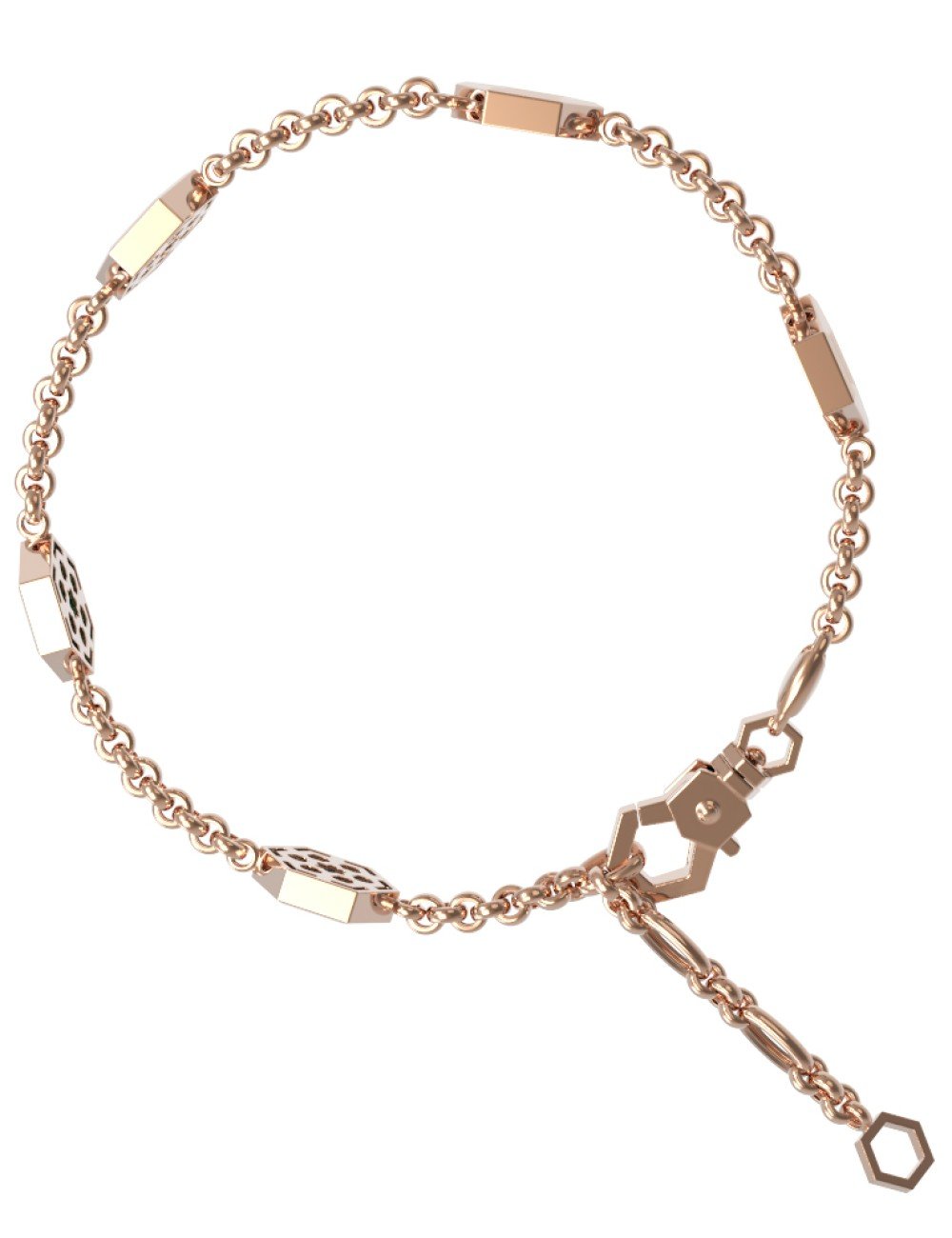 Браслет из золота c ониксом, лазуритом, малахитом и перламутром