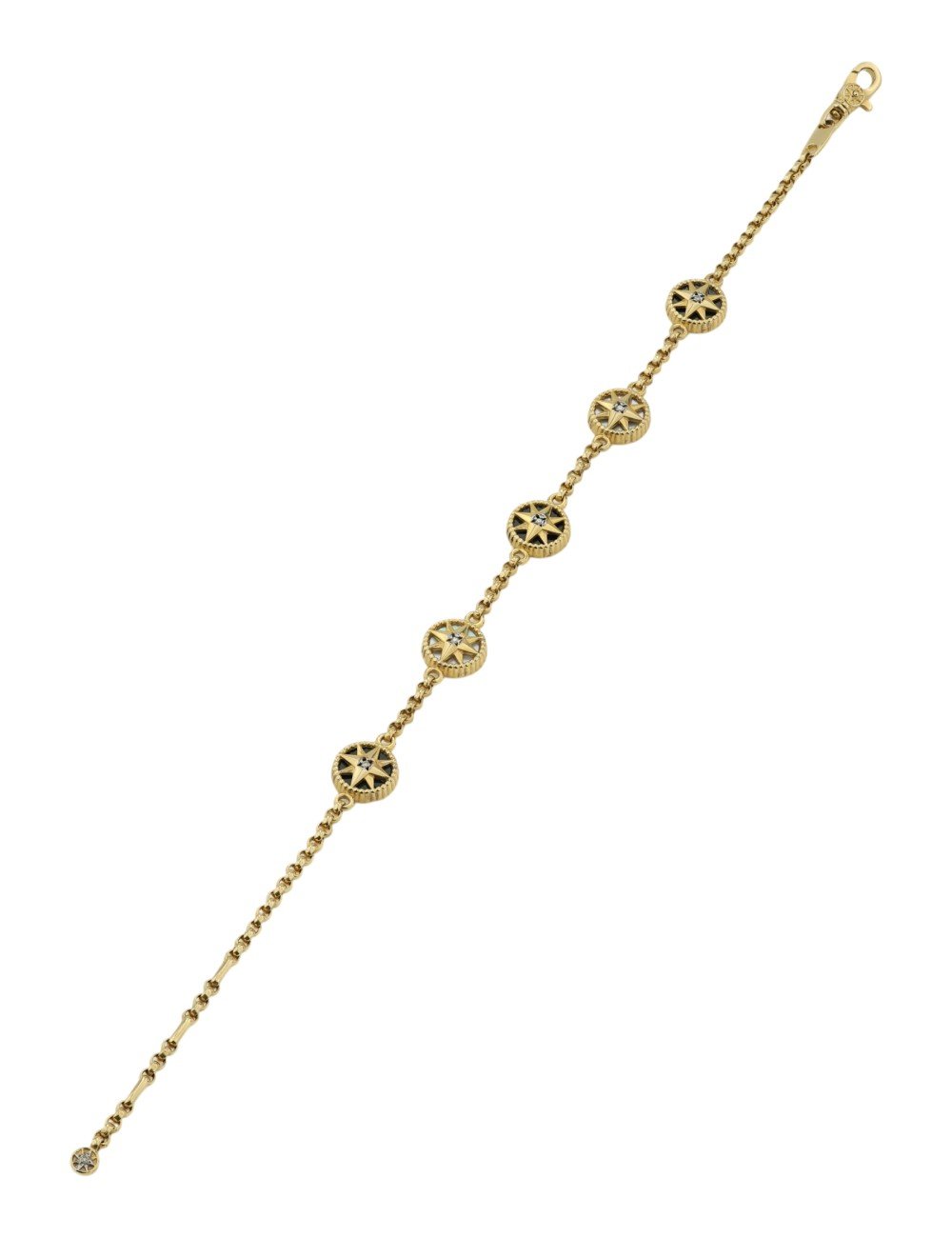 Браслет из лимонного золота c бриллиантами, ониксом и перламутром