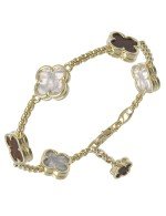 Браслет из лимонного золота c тигровым глазом и перламутром