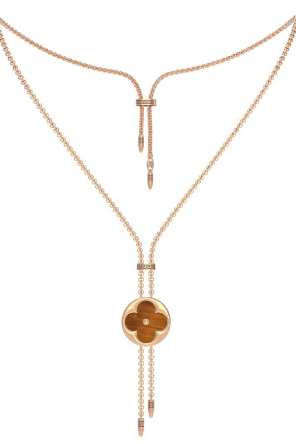 Колье из золота c тигровым глазом и перламутром