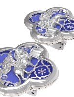 Серьги из белого золота c эмалью и перламутром