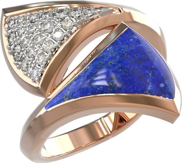 Кольцо из золота c бриллиантами и лазуритом