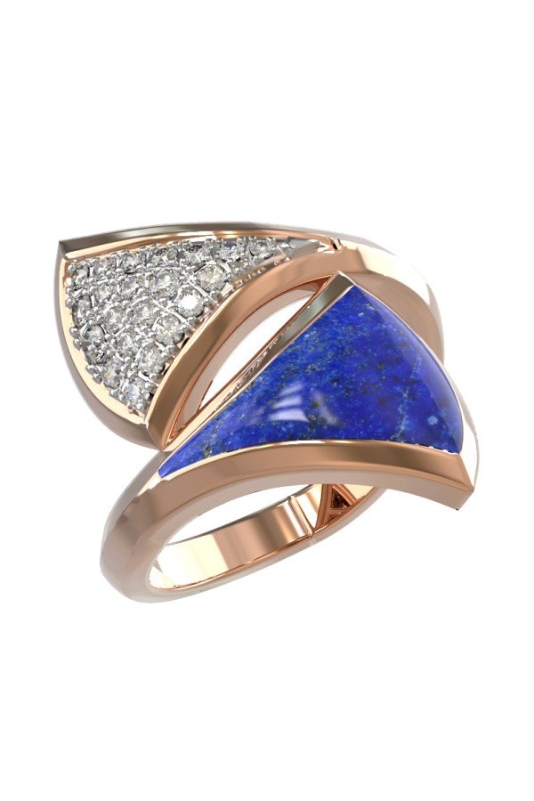 Кольцо из золота c бриллиантами и лазуритом
