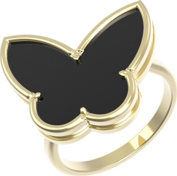 Кольцо из лимонного золота c ониксом