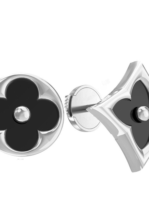 Серьги из белого золота c ониксом