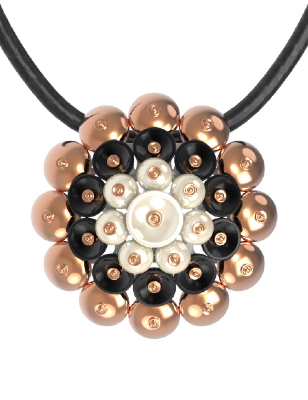 Подвеска из золота c ониксом и перламутром