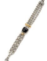 Браслет из серебра и золота c ониксом и рубином