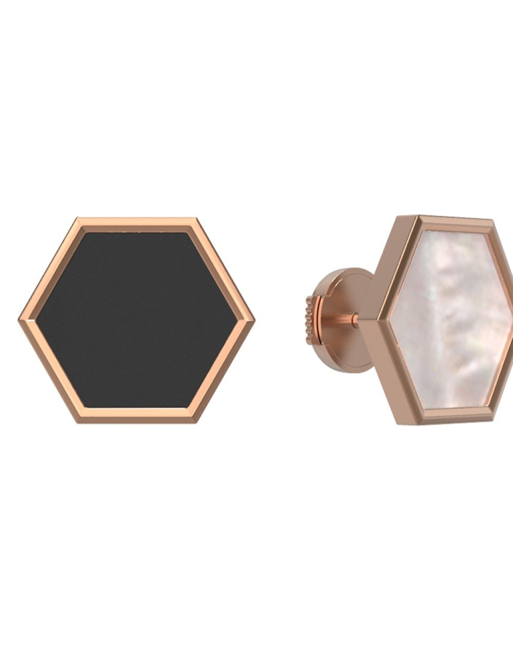 Серьги из золота c ониксом и перламутром