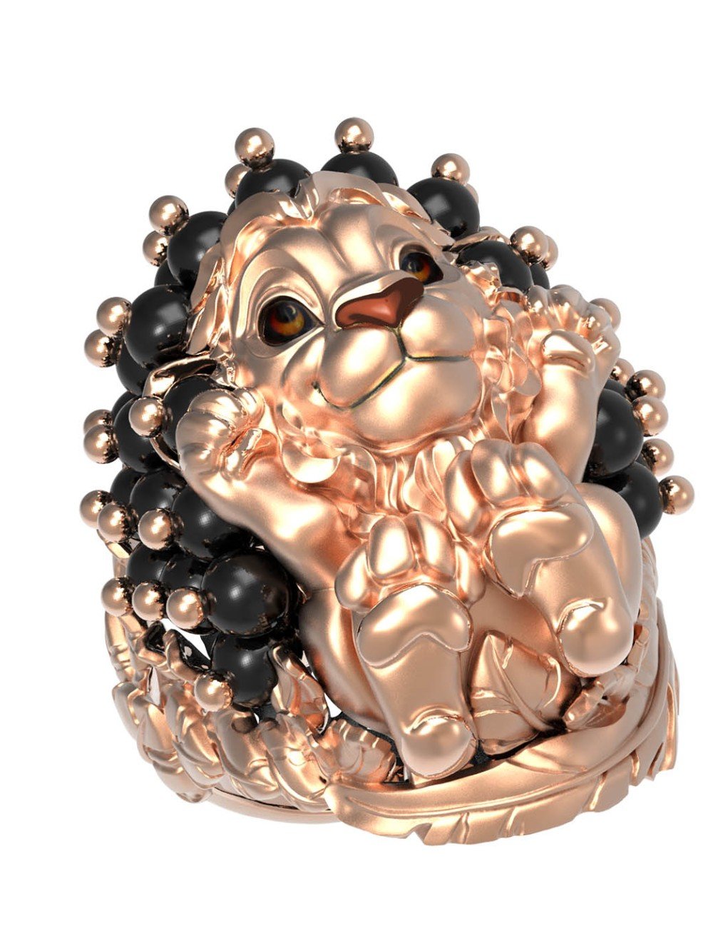 Кольцо из золота c эмалью и ониксом