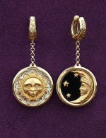 Серьги из лимонного золота c ониксом и перламутром