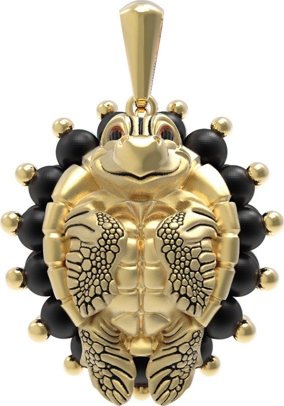 Подвеска из лимонного золота c эмалью и ониксом