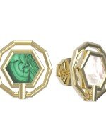 Серьги из лимонного золота c малахитом и перламутром