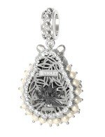 Подвеска из белого золота c эмалью и жемчугом