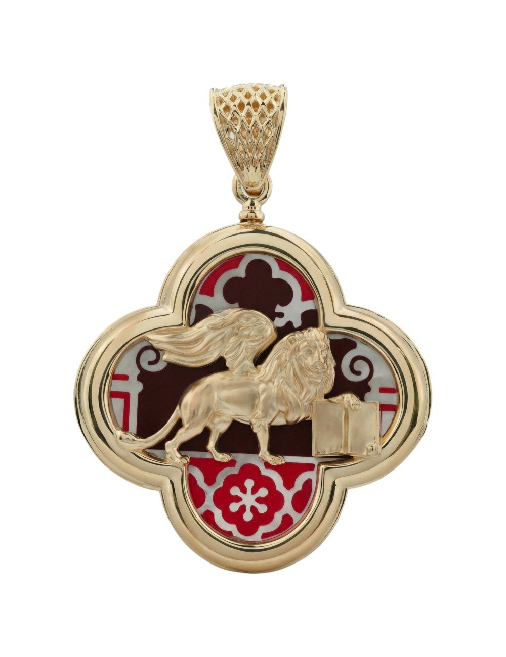 Подвеска из золота c эмалью и перламутром