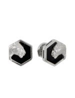 Серьги из белого золота c бриллиантами и ониксом