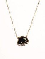 Колье из лимонного золота c бриллиантами, изумрудом и ониксом