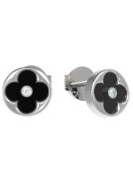 Серьги из белого золота c бриллиантами и ониксом