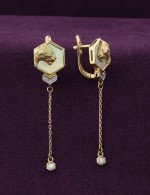 Серьги из лимонного золота c бриллиантами и перламутром