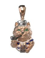 Подвеска из золота c эмалью, бриллиантами и рубином