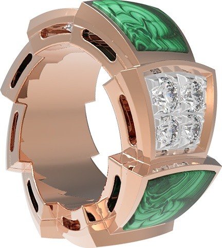 Подвеска из золота c бриллиантами и малахитом