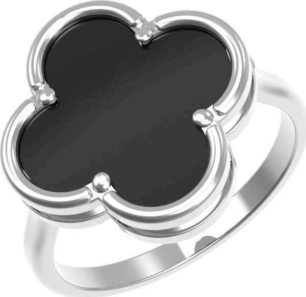 Кольцо из белого золота c ониксом