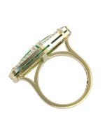 Кольцо из лимонного золота c бриллиантами, рубином и малахитом