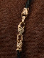 Гайтан из золота c кожаным шнурком