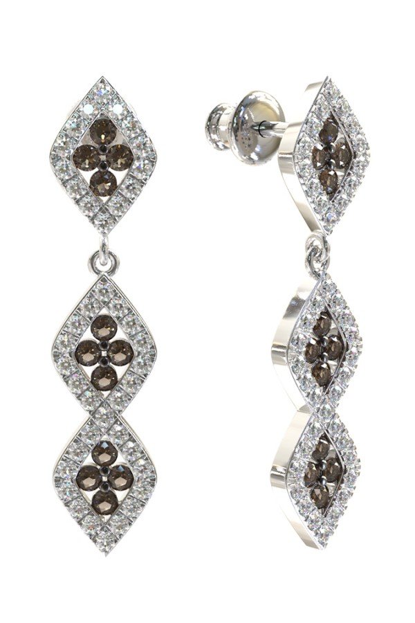 Серьги из белого золота c бриллиантами