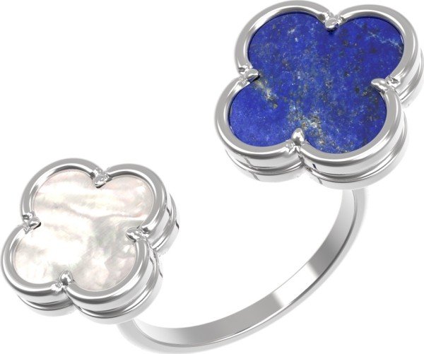 Кольцо из белого золота c лазуритом и перламутром