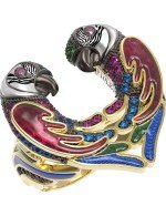 Кольцо из лимонного золота c эмалью и фианитом