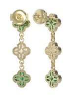 Серьги из лимонного золота c бриллиантами, малахитом и перламутром