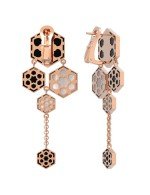 Серьги из золота c ониксом и перламутром