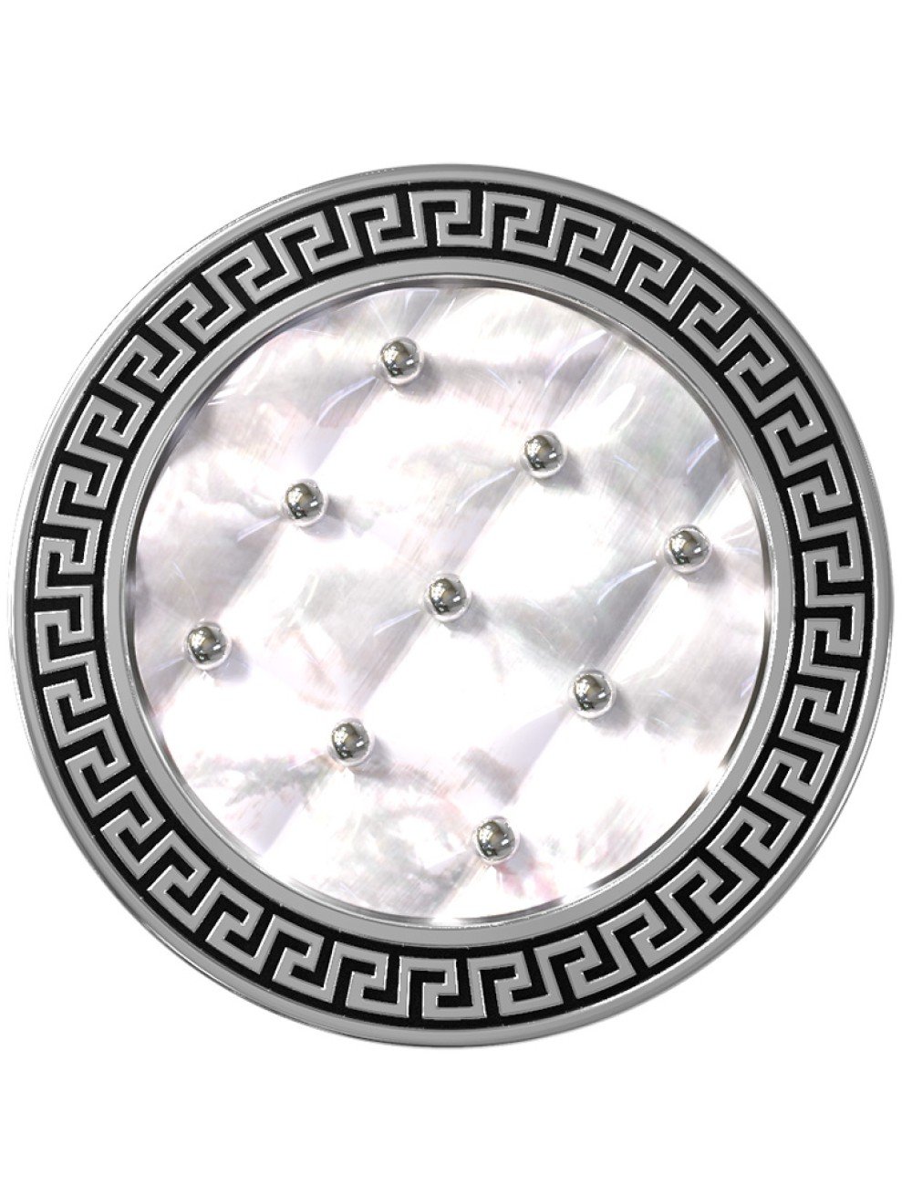 Кольцо из белого золота c эмалью и перламутром