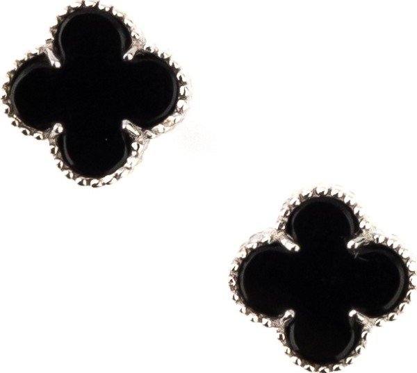 Серьги из белого золота c ониксом