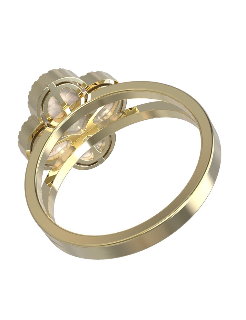 Кольцо из лимонного золота c бриллиантами и перламутром