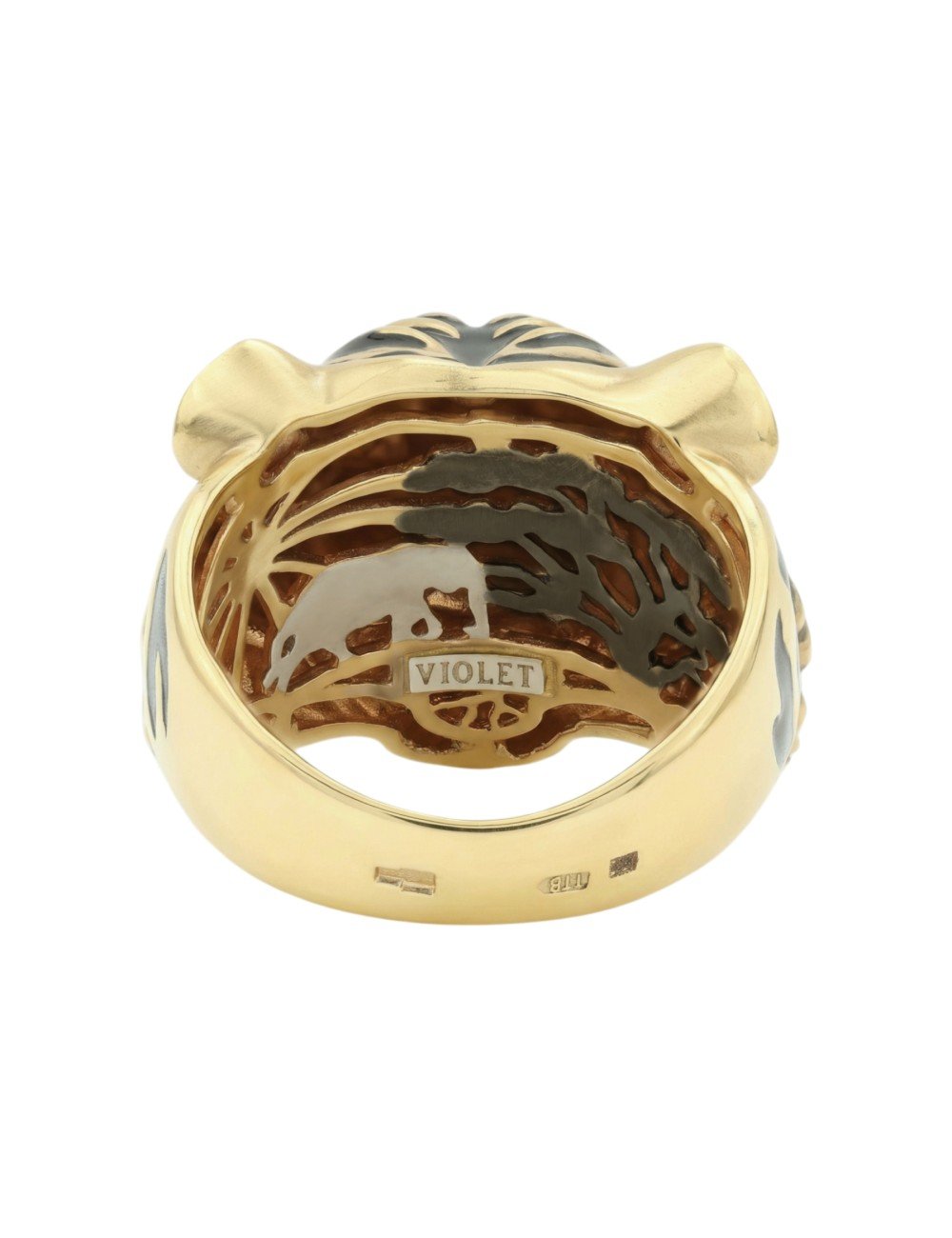 Кольцо из лимонного золота c эмалью