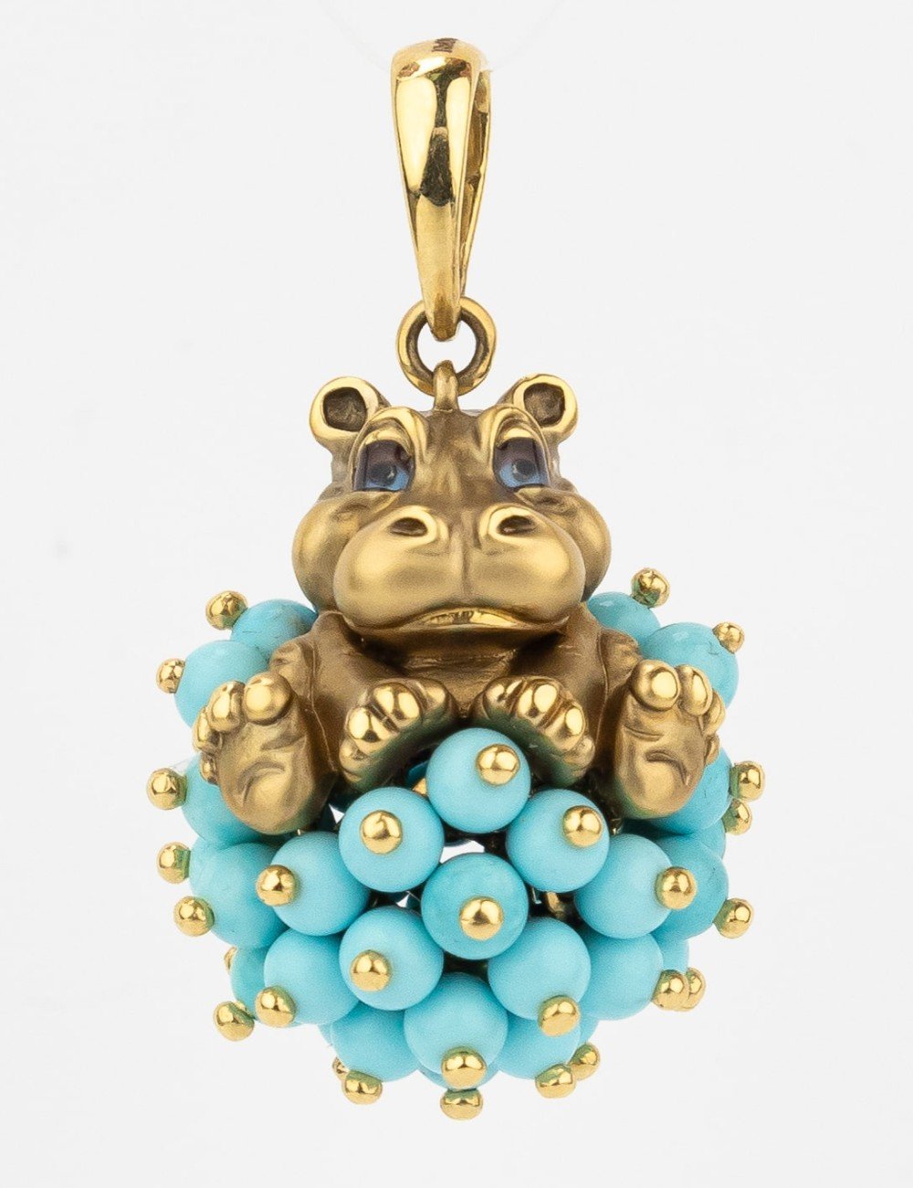 Подвеска из лимонного золота c эмалью и бирюзой
