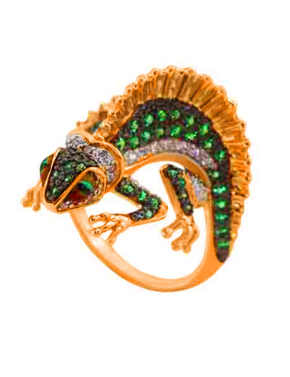 Кольцо из золота c эмалью и фианитом