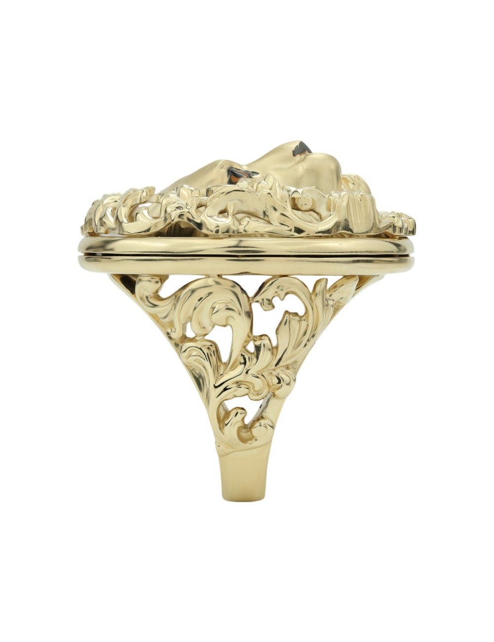 Кольцо из лимонного золота c эмалью и ониксом