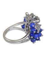 Кольцо из белого золота c эмалью и лазуритом