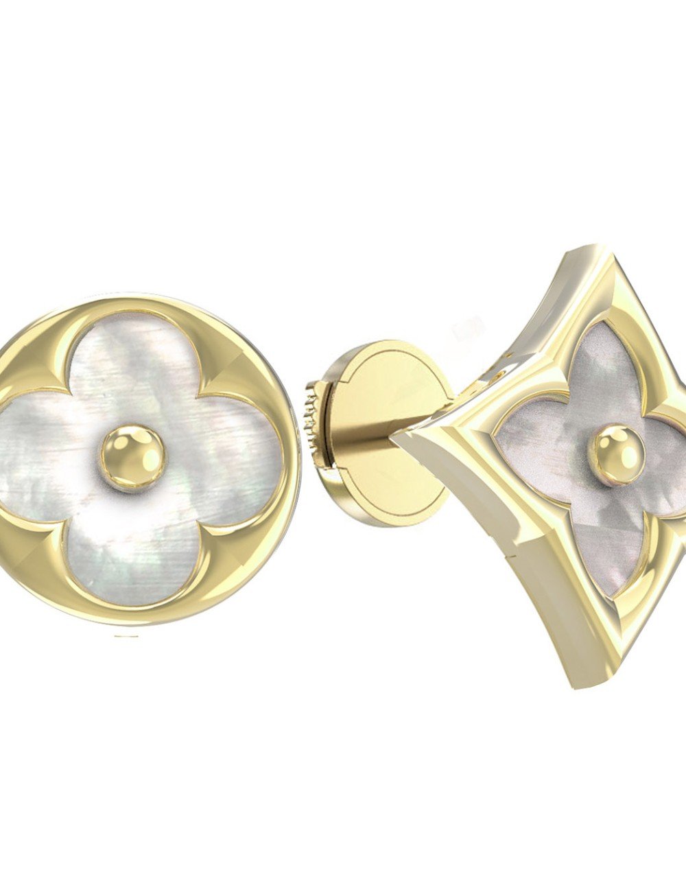 Серьги из лимонного золота c перламутром