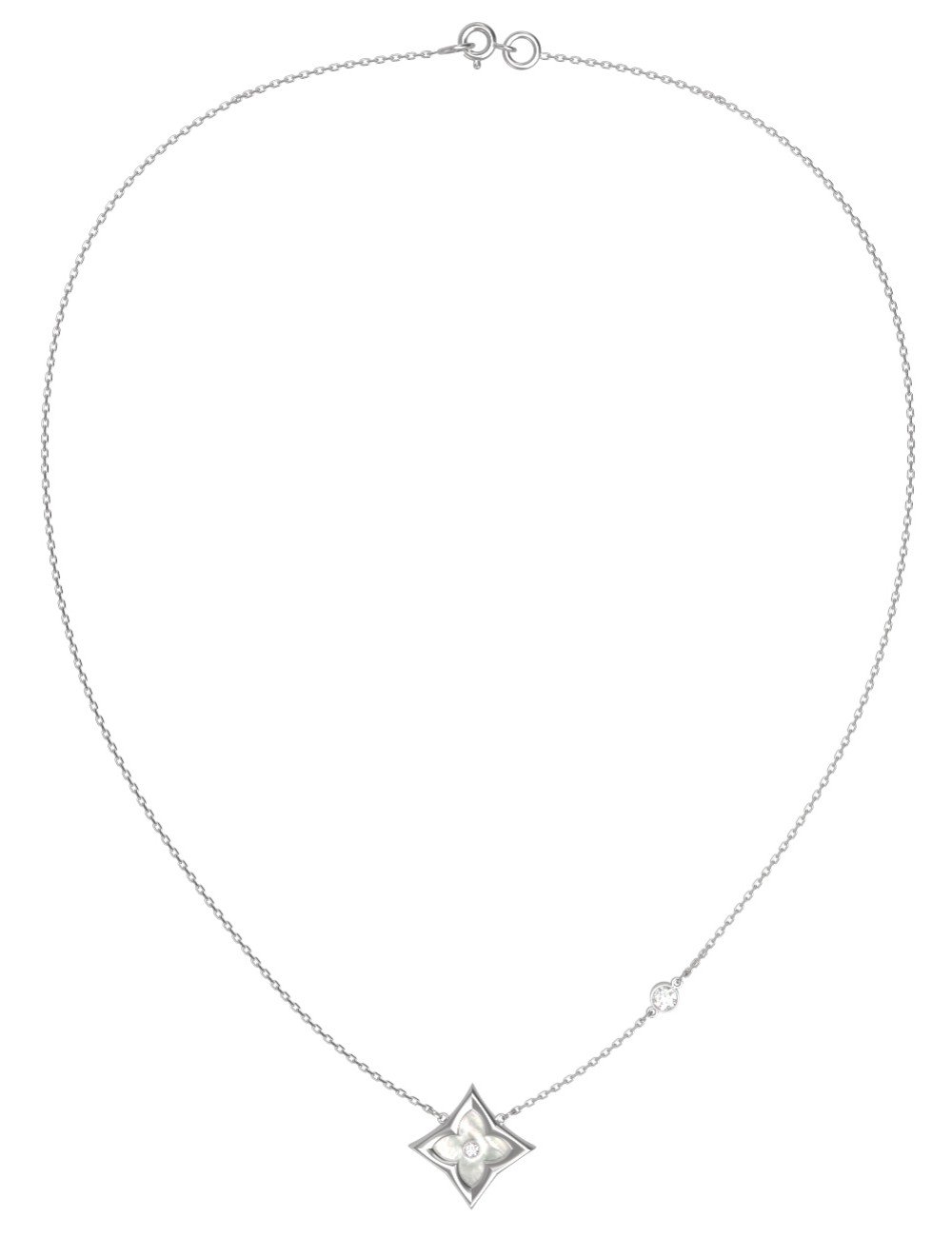 Колье из белого золота c бриллиантами и перламутром