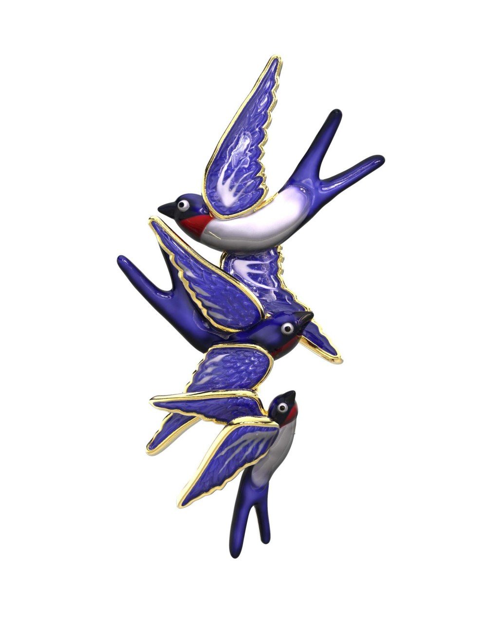 Брошь из лимонного золота c эмалью