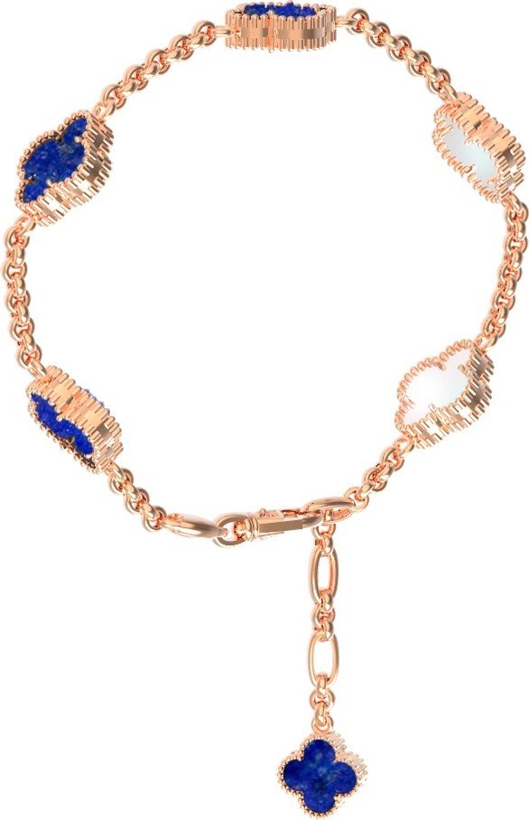 Браслет из золота c лазуритом и перламутром