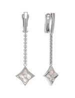 Серьги из белого золота c бриллиантами и перламутром