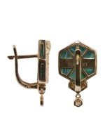 Серьги из лимонного золота c бриллиантами и малахитом