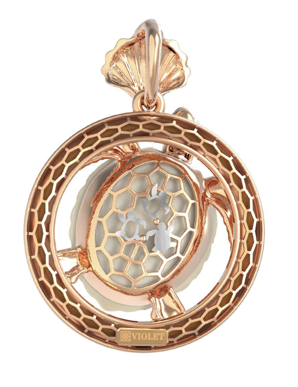 Подвеска из золота c эмалью и бивнем мамонта