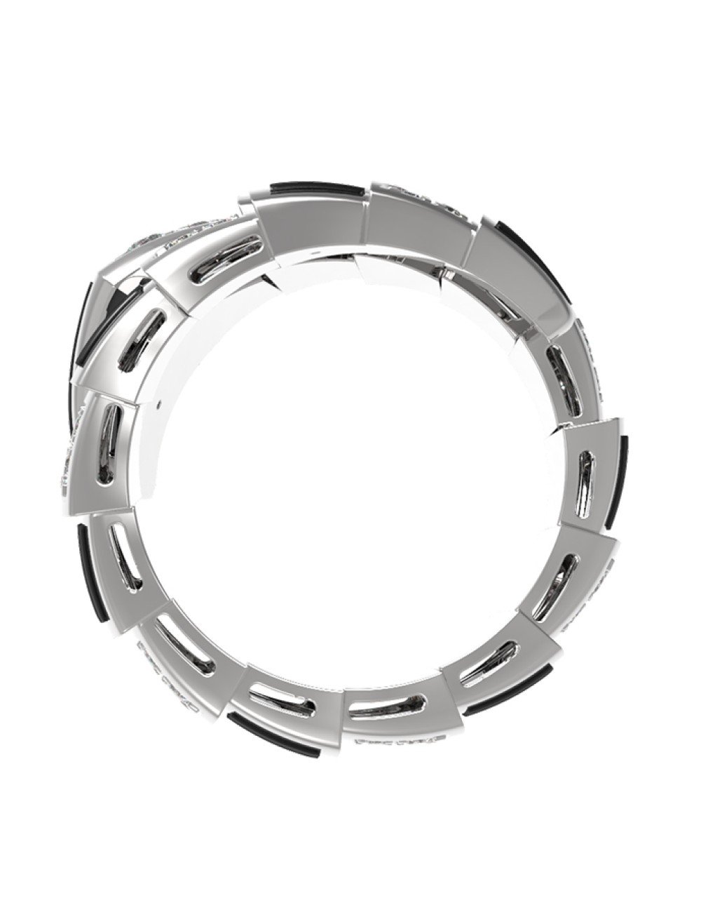 Кольцо из белого золота c бриллиантами и ониксом